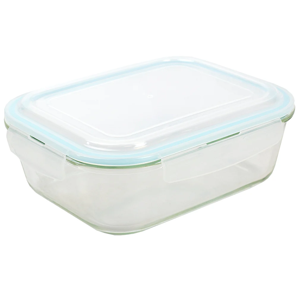 Home Basics 74 oz. Rectangle Borosilicate Glass Food Storage Container with Plastic Locking Lid - Image 2