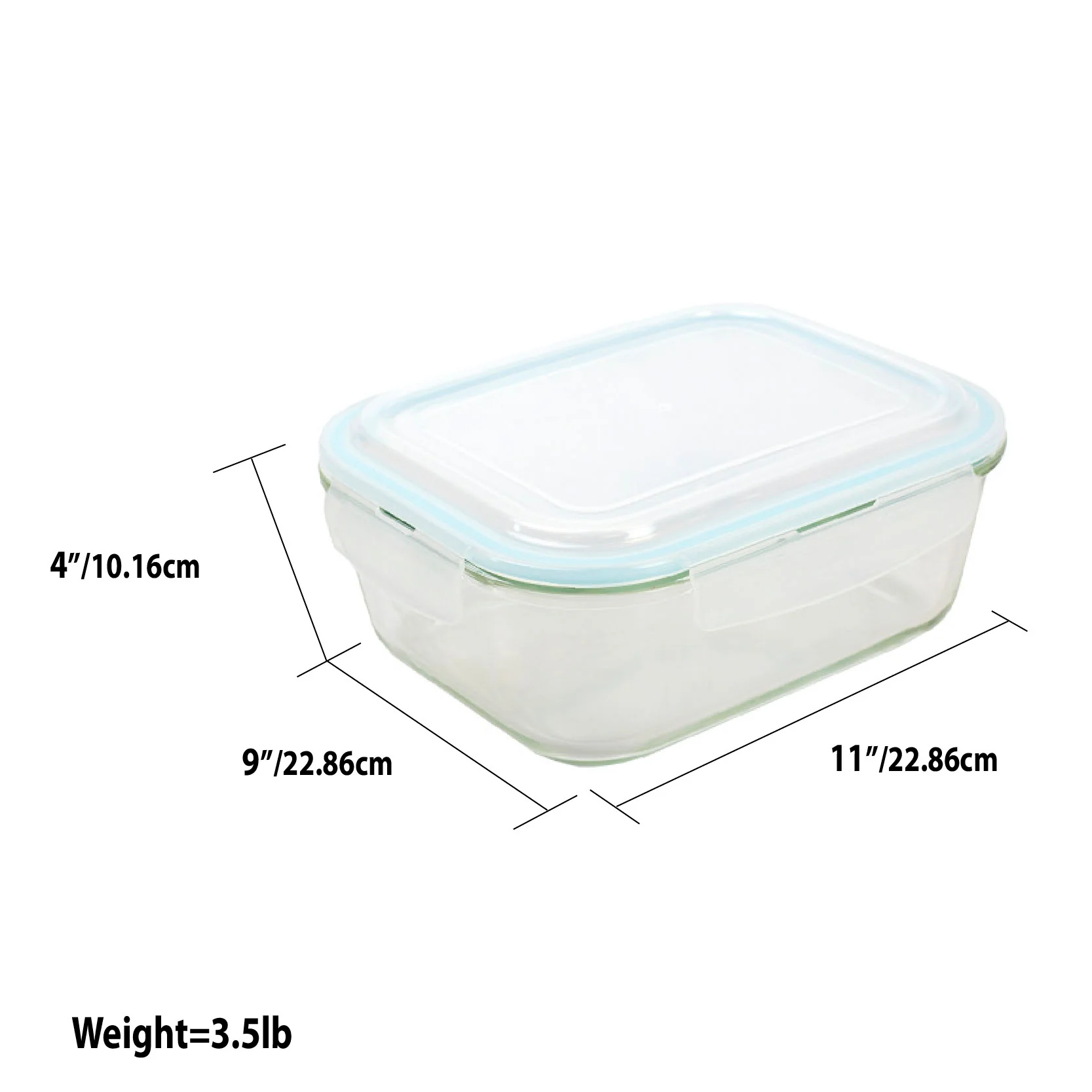 Home Basics 74 oz. Rectangle Borosilicate Glass Food Storage Container with Plastic Locking Lid - Image 5