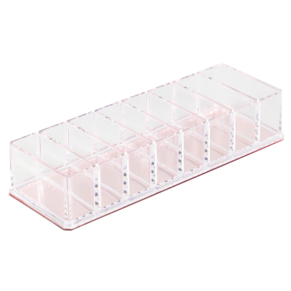 Home Basics 8 Compartment Plastic Cosmetic Organizer with Rose Bottom - Image 2