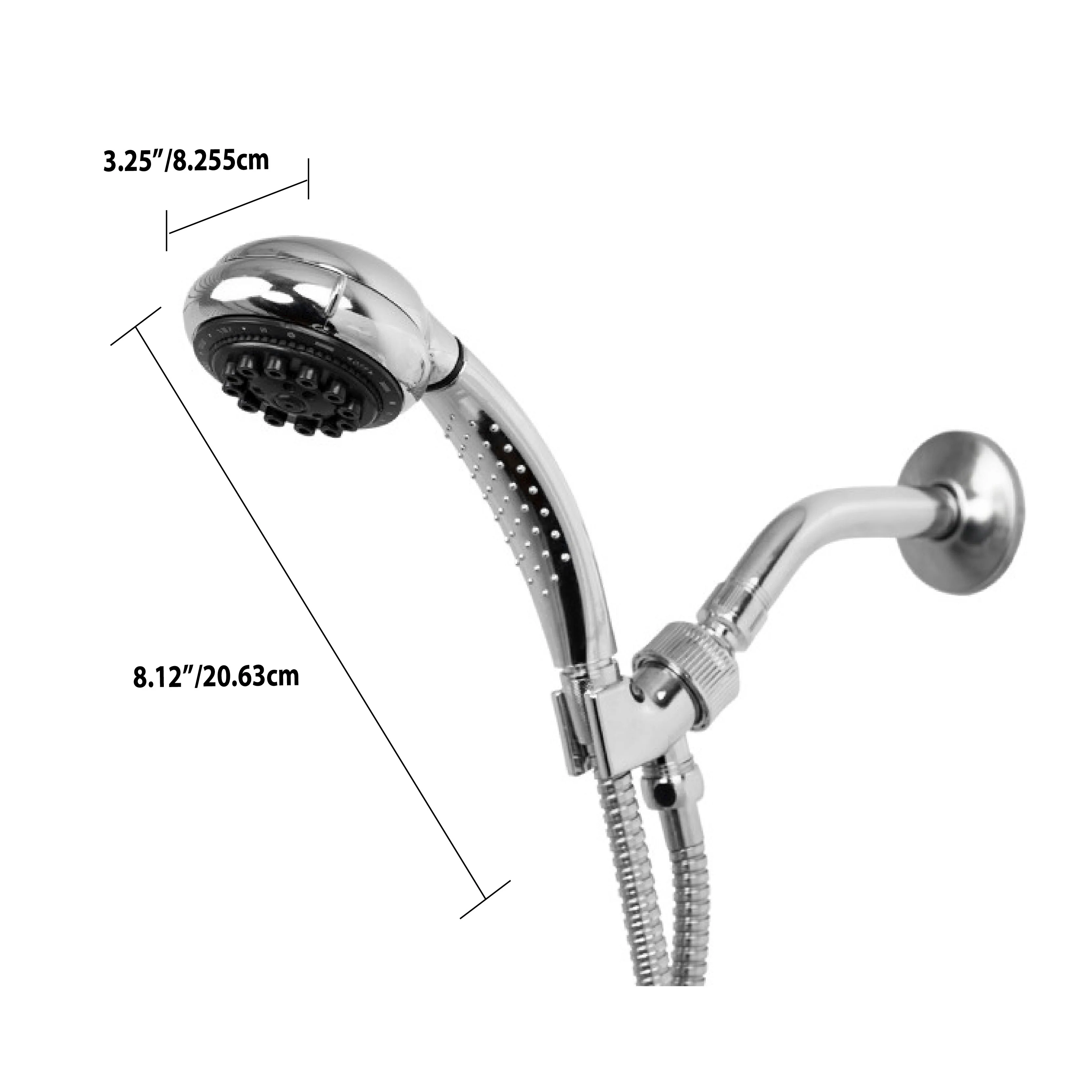 Home Basics 8 Function Chrome Plated Steel Shower Head Massager, Silver - Image 6
