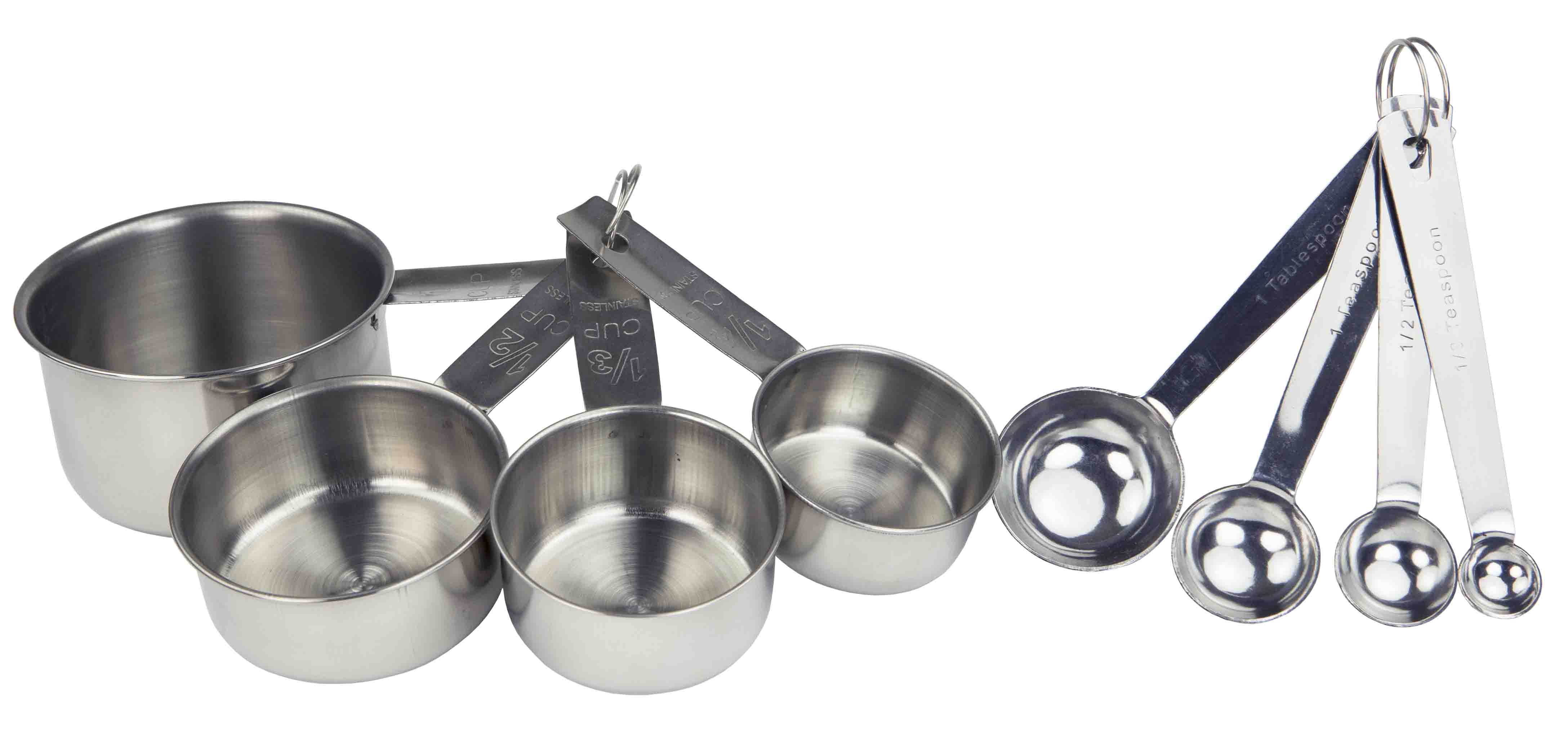 Home Basics 8-Piece Measuring Cup and Spoon Set, Silver