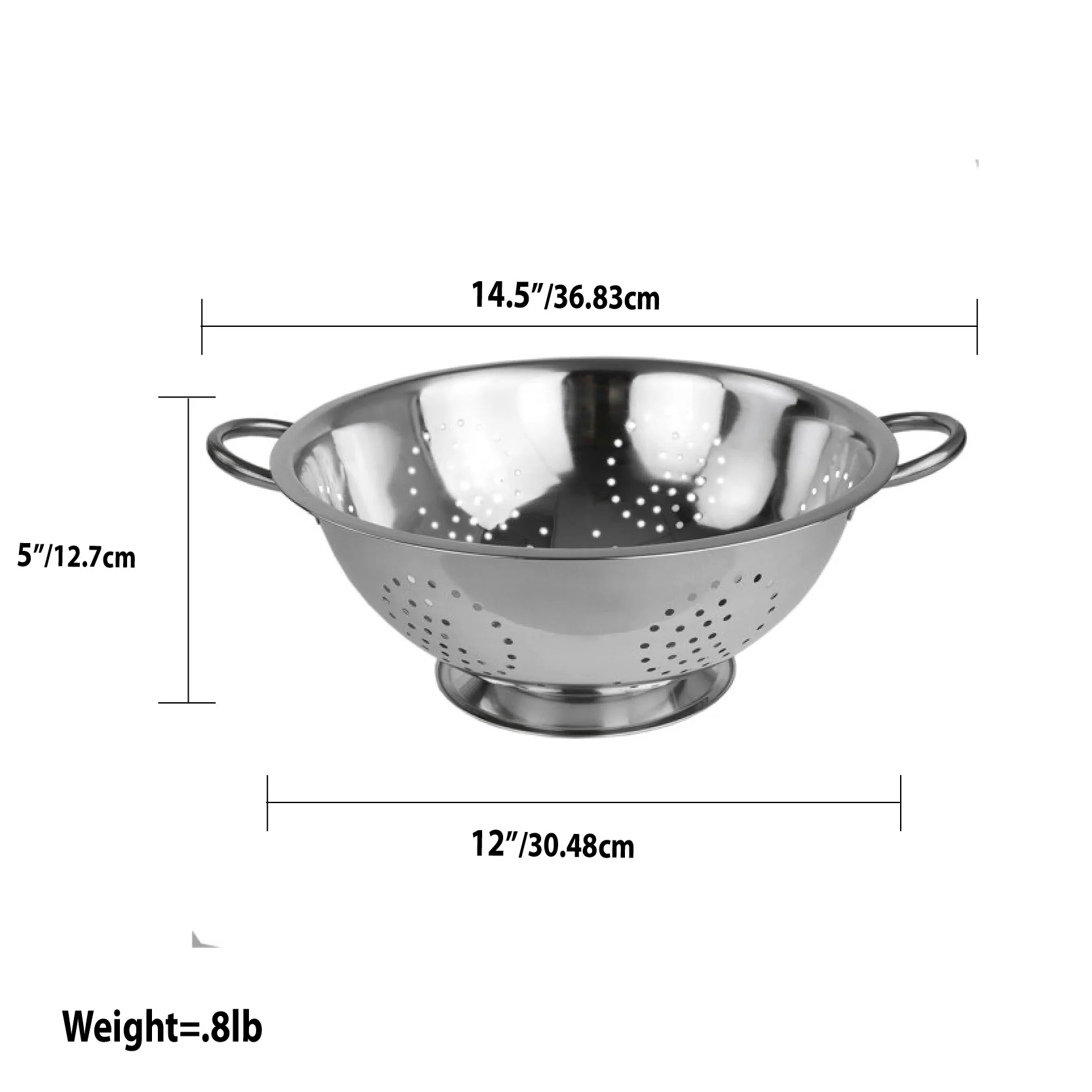 Home Basics 8 QT Stainless Steel Deep Colander - Image 5
