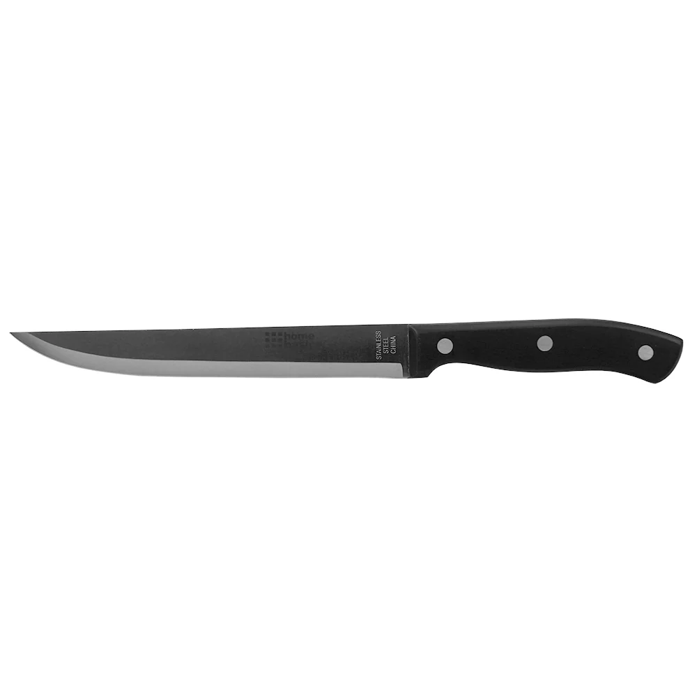 Home Basics 8 Stainless Steel Carving Knife with Contoured Bakelite Handle, Black