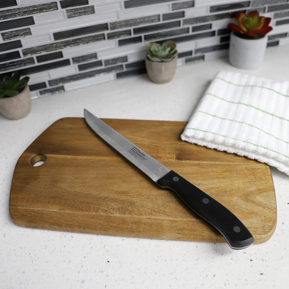 Home Basics 8 Stainless Steel Carving Knife with Contoured Bakelite Handle, Black - Image 4
