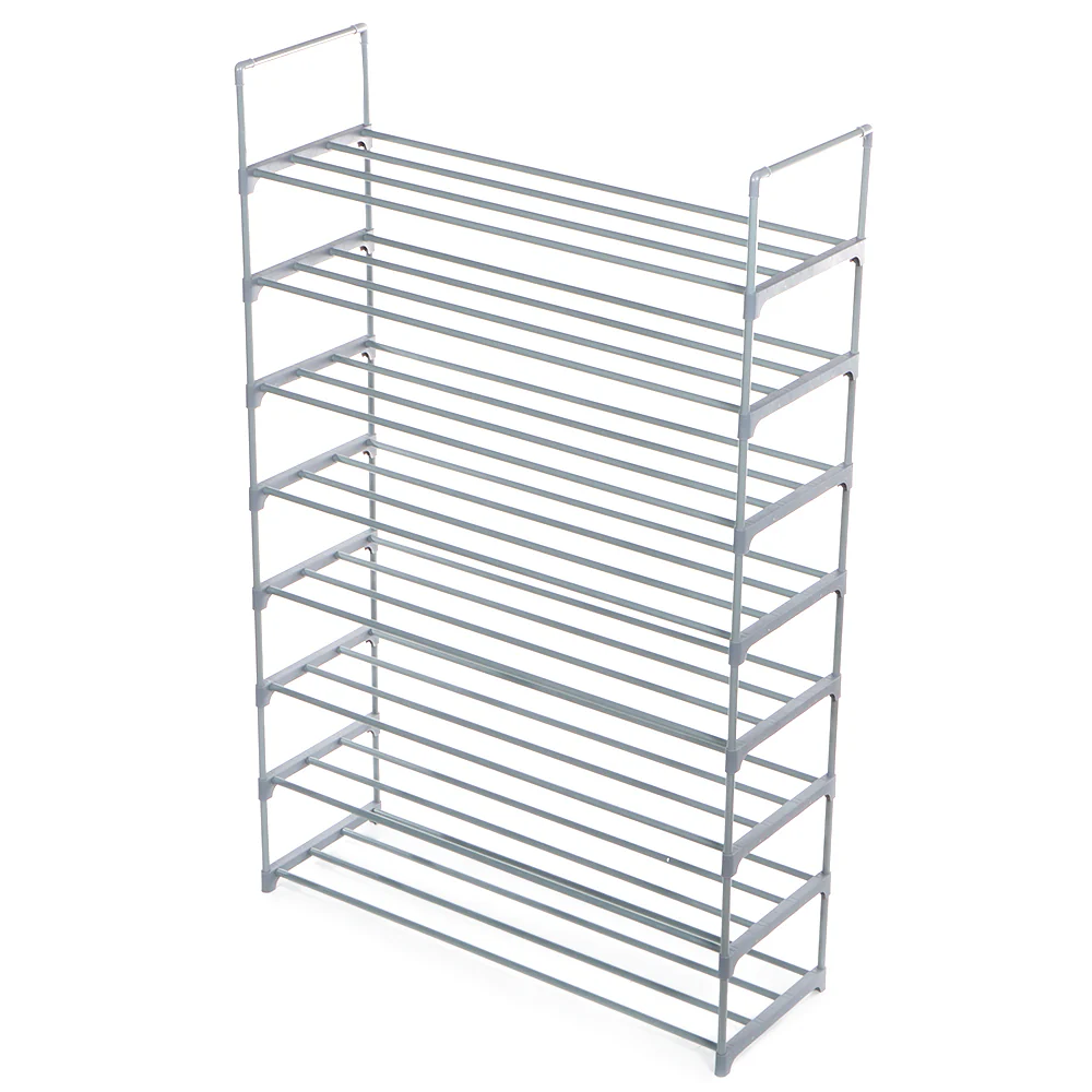 Home Basics 8 Tier Multi-Purpose Shoe Rack, Grey