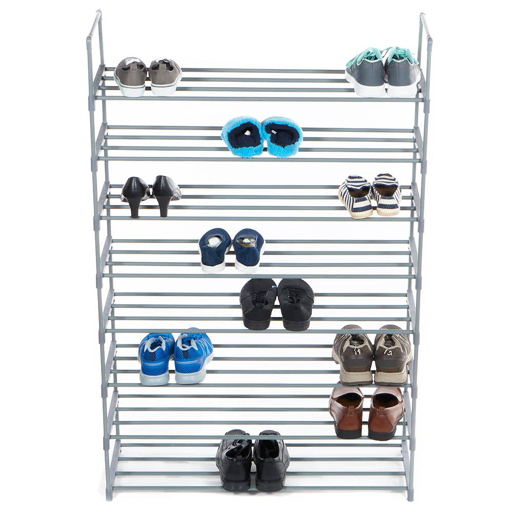 Home Basics 8 Tier Multi-Purpose Shoe Rack, Grey - Image 3