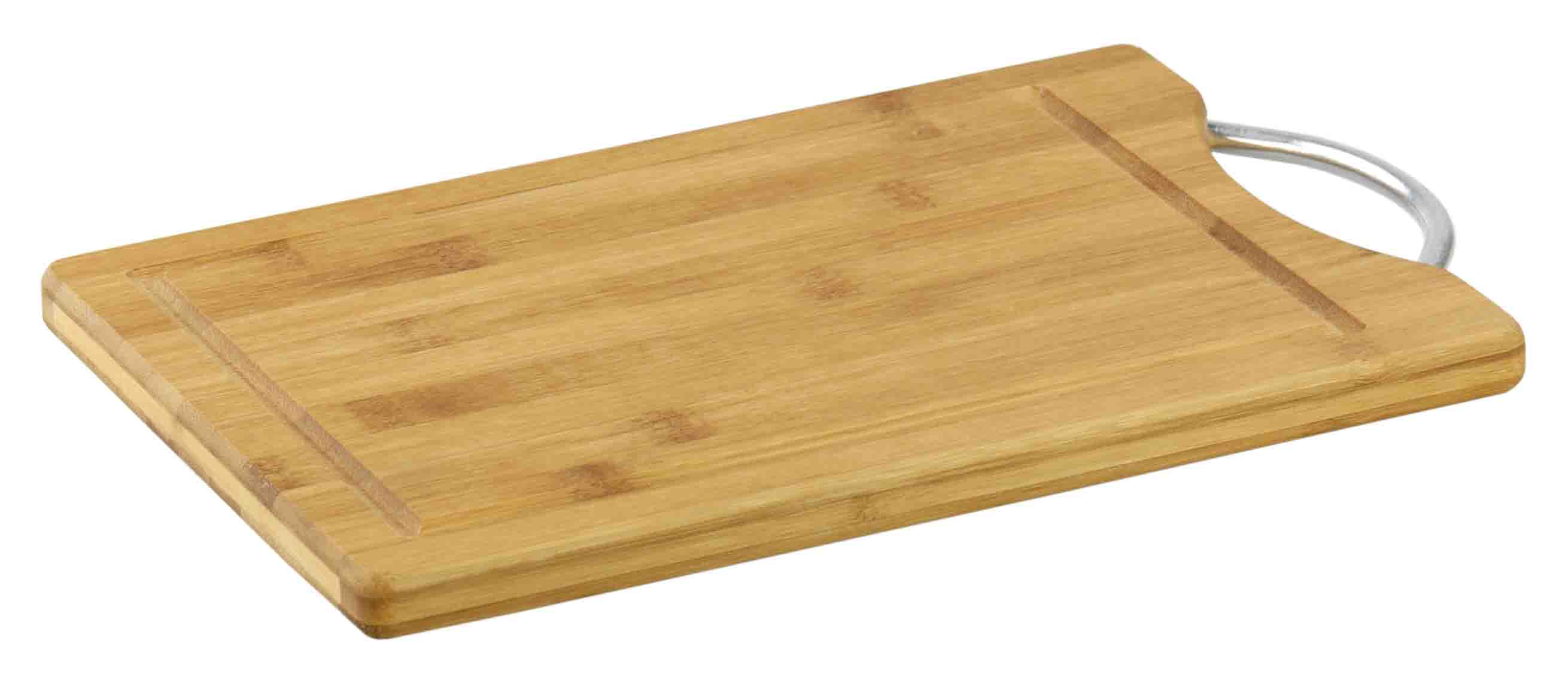 Home Basics 8 x 12  Bamboo Cutting Board with Juice Groove and Stainless Steel Handle