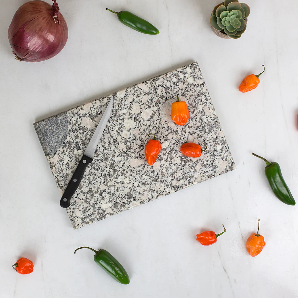 Home Basics 8 x 12 Granite Cutting Board, White - Image 2