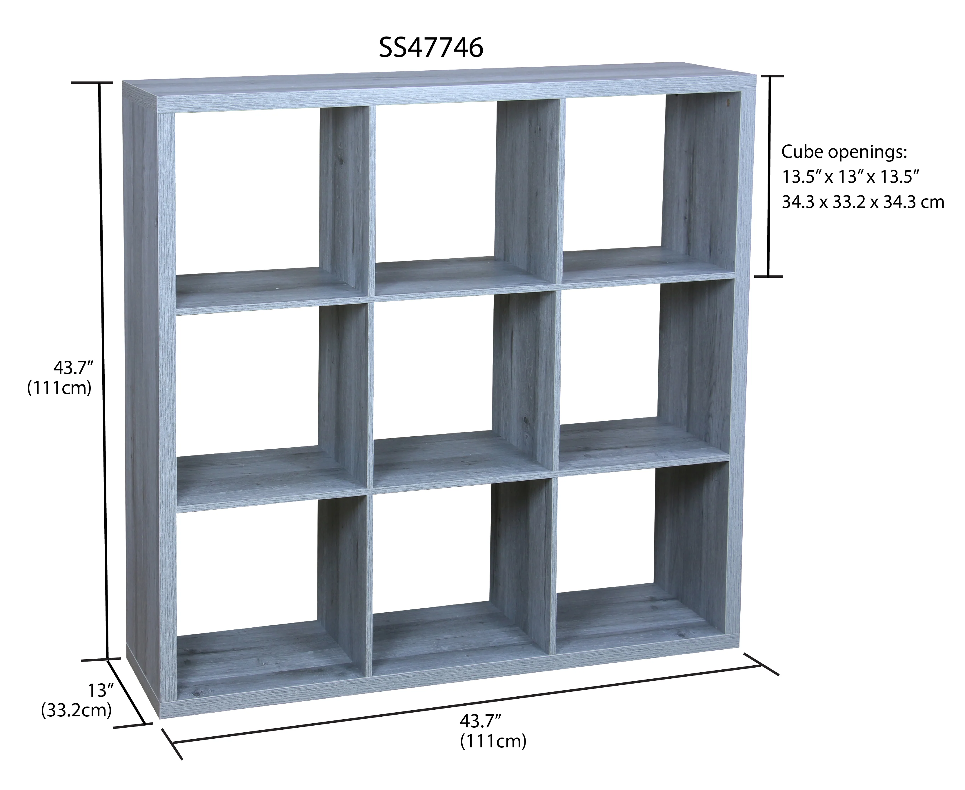 Home Basics 9 Open Cube Organizing Wood Storage Shelf, Grey - Image 6