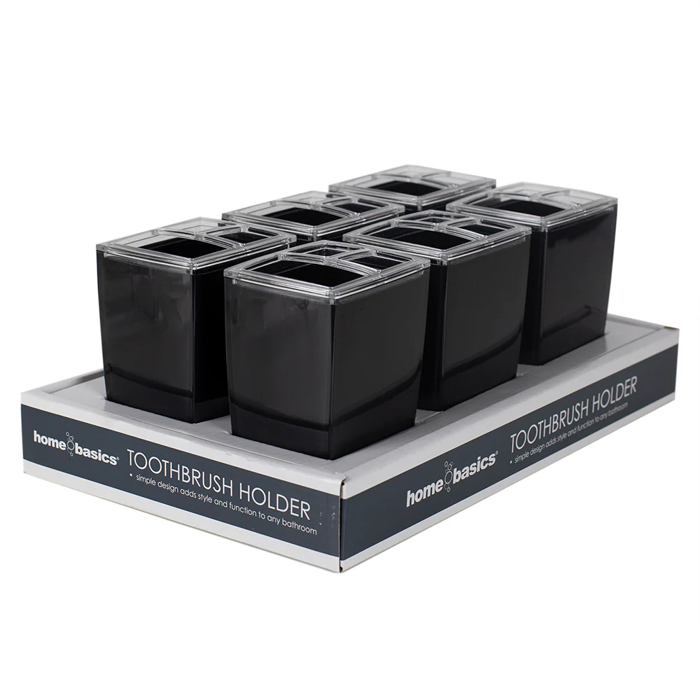 Home Basics Acrylic Plastic Toothbrush Holder, Black
