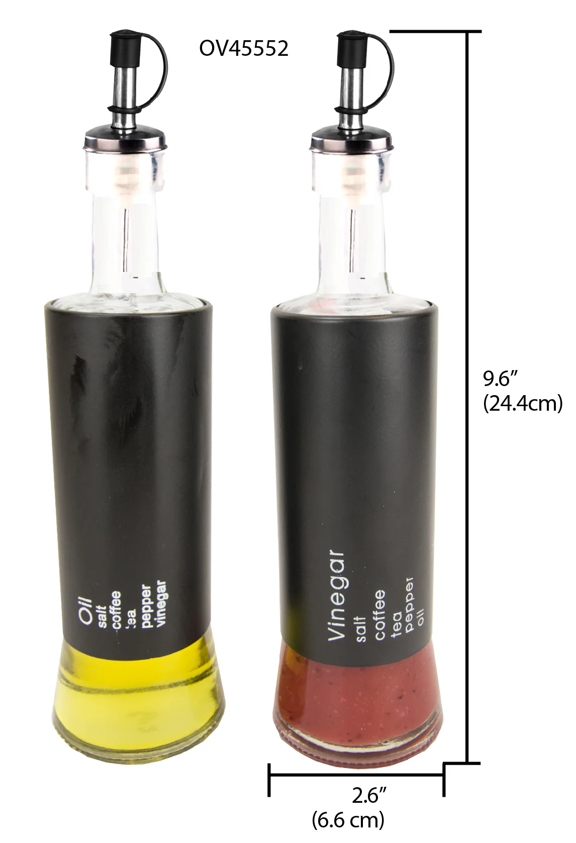 Home Basics Allaire Collection 2 Piece Oil and Vinegar Set, Black - Image 5
