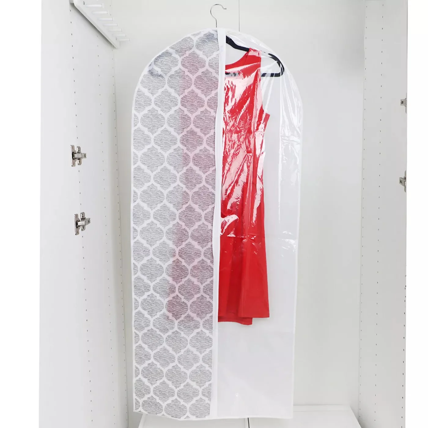 Home Basics Arabesque Non-Woven Dress Bag with Clear Window, White - Image 2