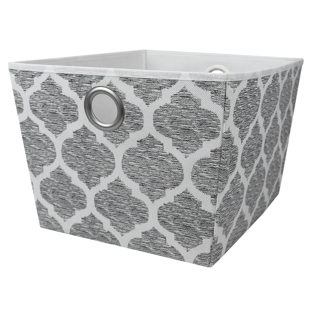 Home Basics Arabesque Storage Bin, White, 12.5x15x10 Inches
