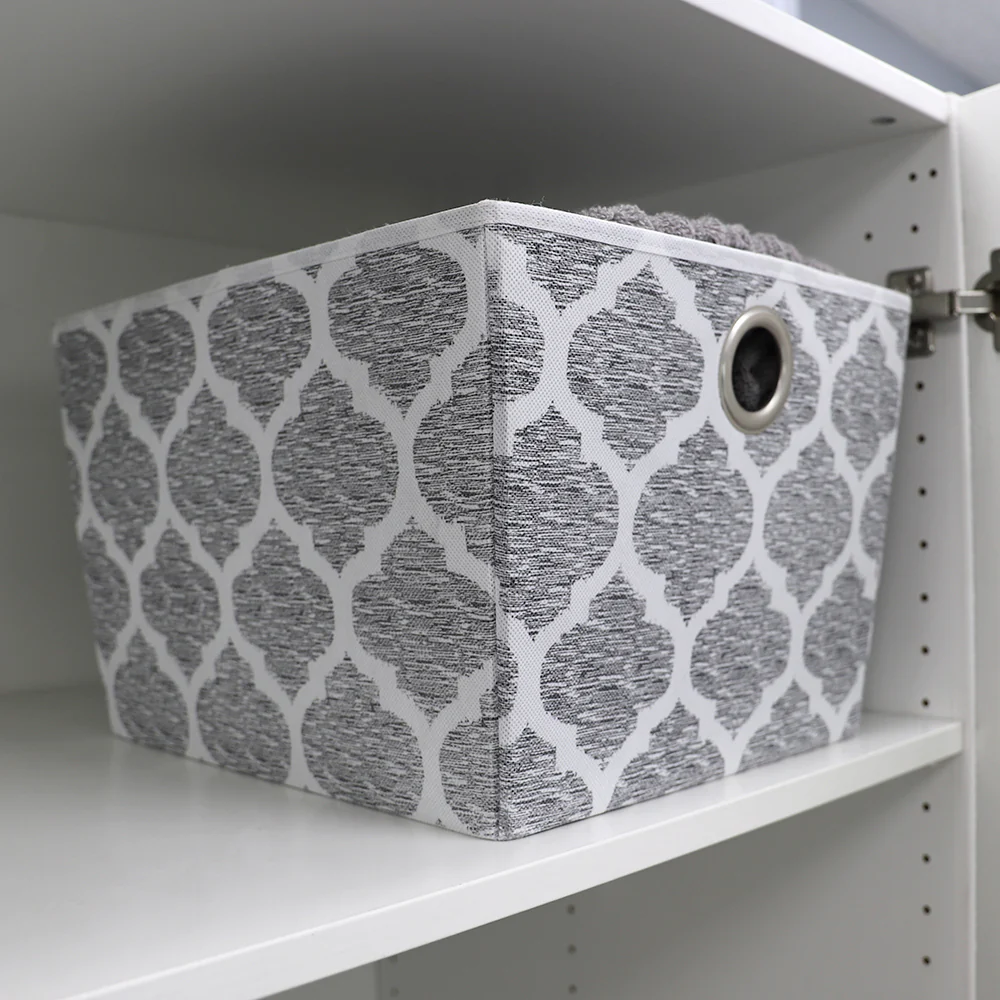 Home Basics Arabesque Storage Bin, White, 12.5x15x10 Inches - Image 5
