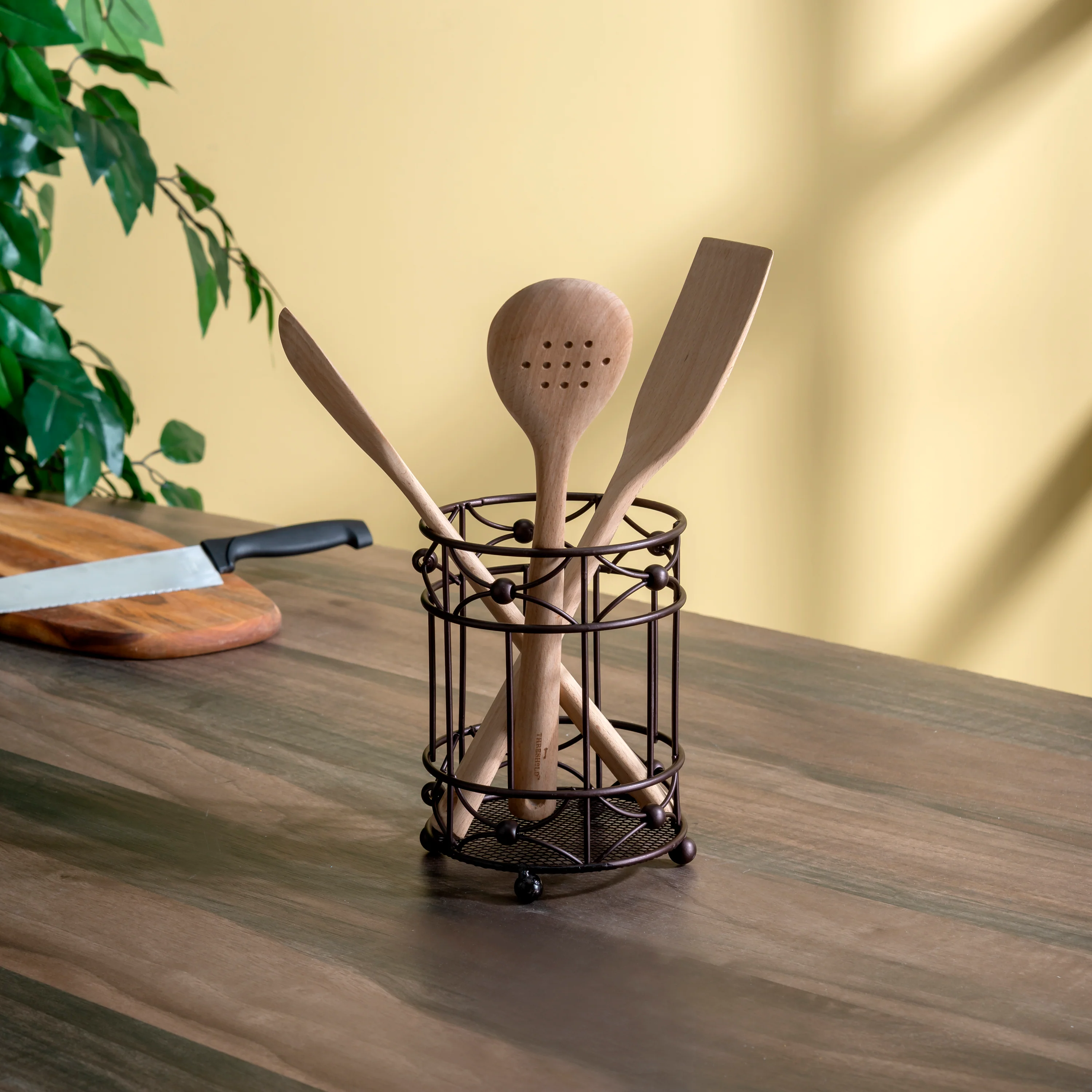 Home Basics Arbor Collection Cutlery Holder with Mesh Bottom and Non-Skid Feet, Oil-Rubbed Bronze - Image 4