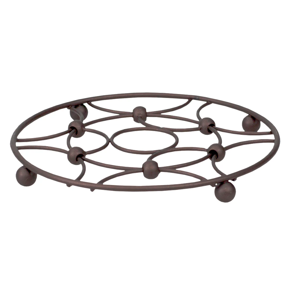 Home Basics Arbor Collection Round Ornate Carved Steel Decorative Heat Resistant Non-Skid Trivet, Oil Rubbed Bronze - Image 2