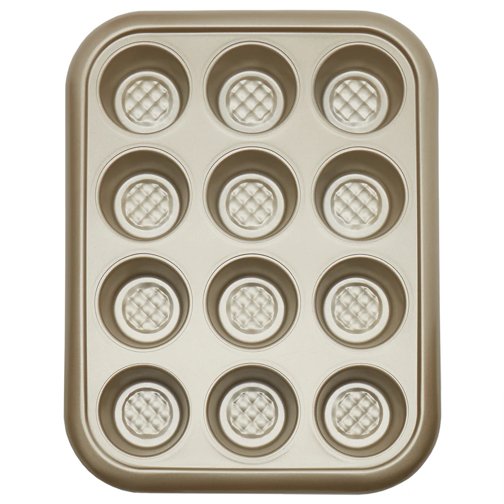 Home Basics Aurelia Non-Stick 12-Cup Carbon Steel Cookie Sheet, Gold - Image 3