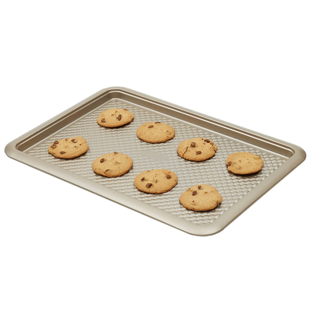 Home Basics Aurelia Non-Stick 13" x 18.25" Carbon Steel Cookie Sheet, Gold - Image 3