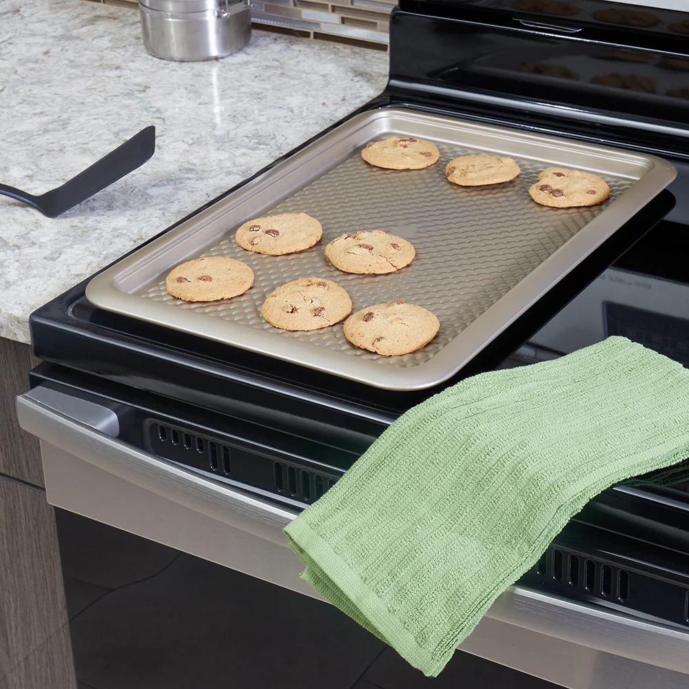 Home Basics Aurelia Non-Stick 13" x 18.25" Carbon Steel Cookie Sheet, Gold - Image 5