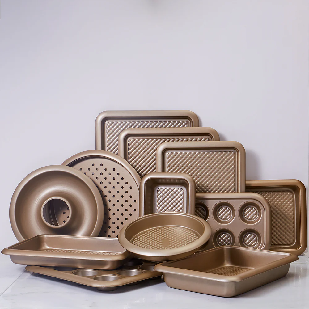 Home Basics Aurelia Non-Stick 6-Cup Carbon Steel Cookie Sheet, Gold - Image 4