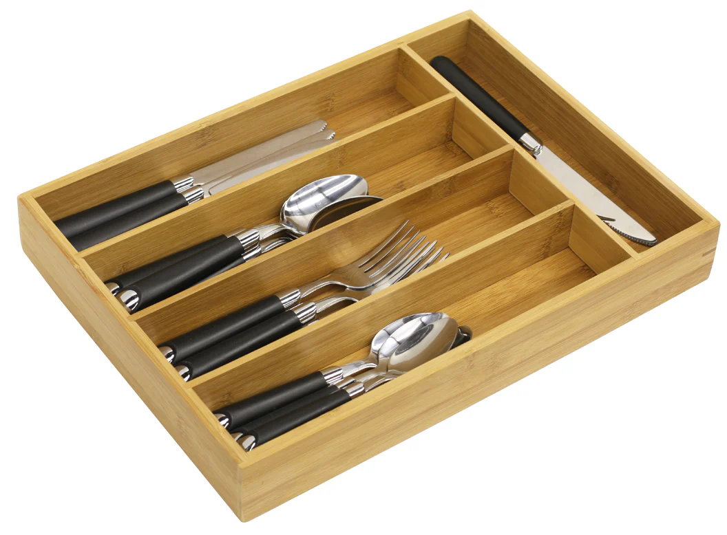 Home Basics Bamboo Cutlery Tray, 10x14 Inches