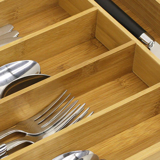 Home Basics Bamboo Cutlery Tray, 10x14 Inches - Image 7