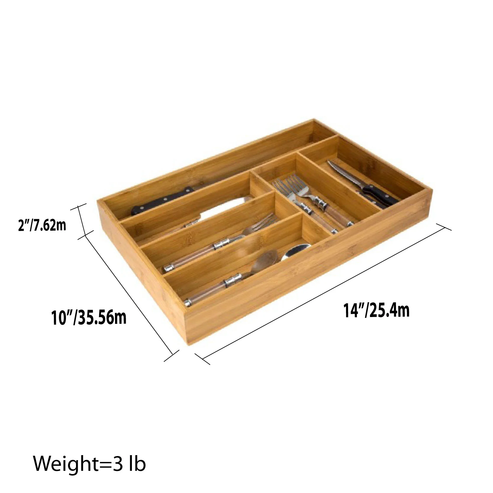 Home Basics Bamboo Cutlery Tray - Image 2