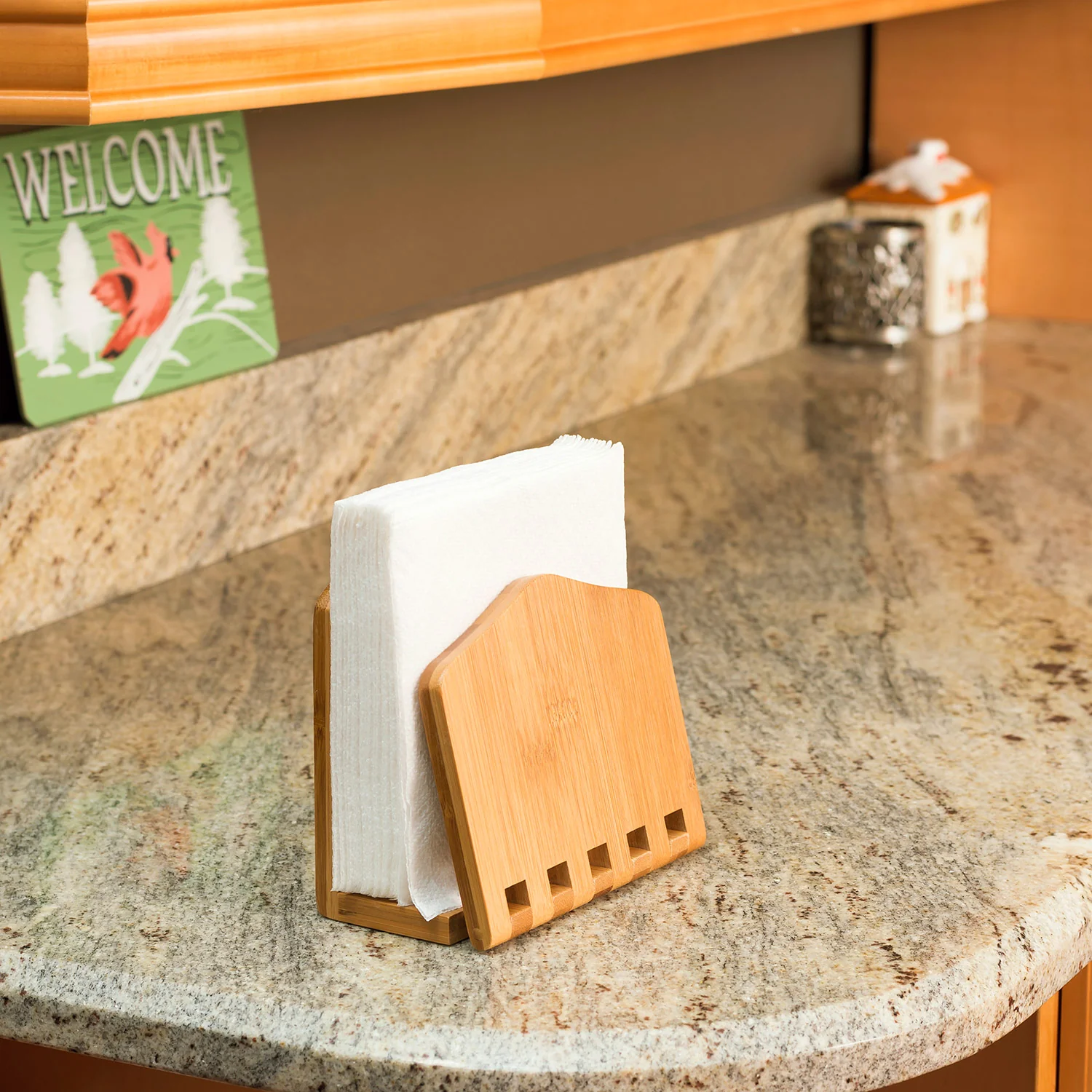 Home Basics Bamboo Expandable Napkin Holder, Natural - Image 2