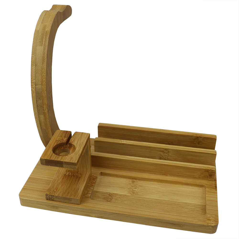 Home Basics Bamboo Headphone Station, Natural - Image 3