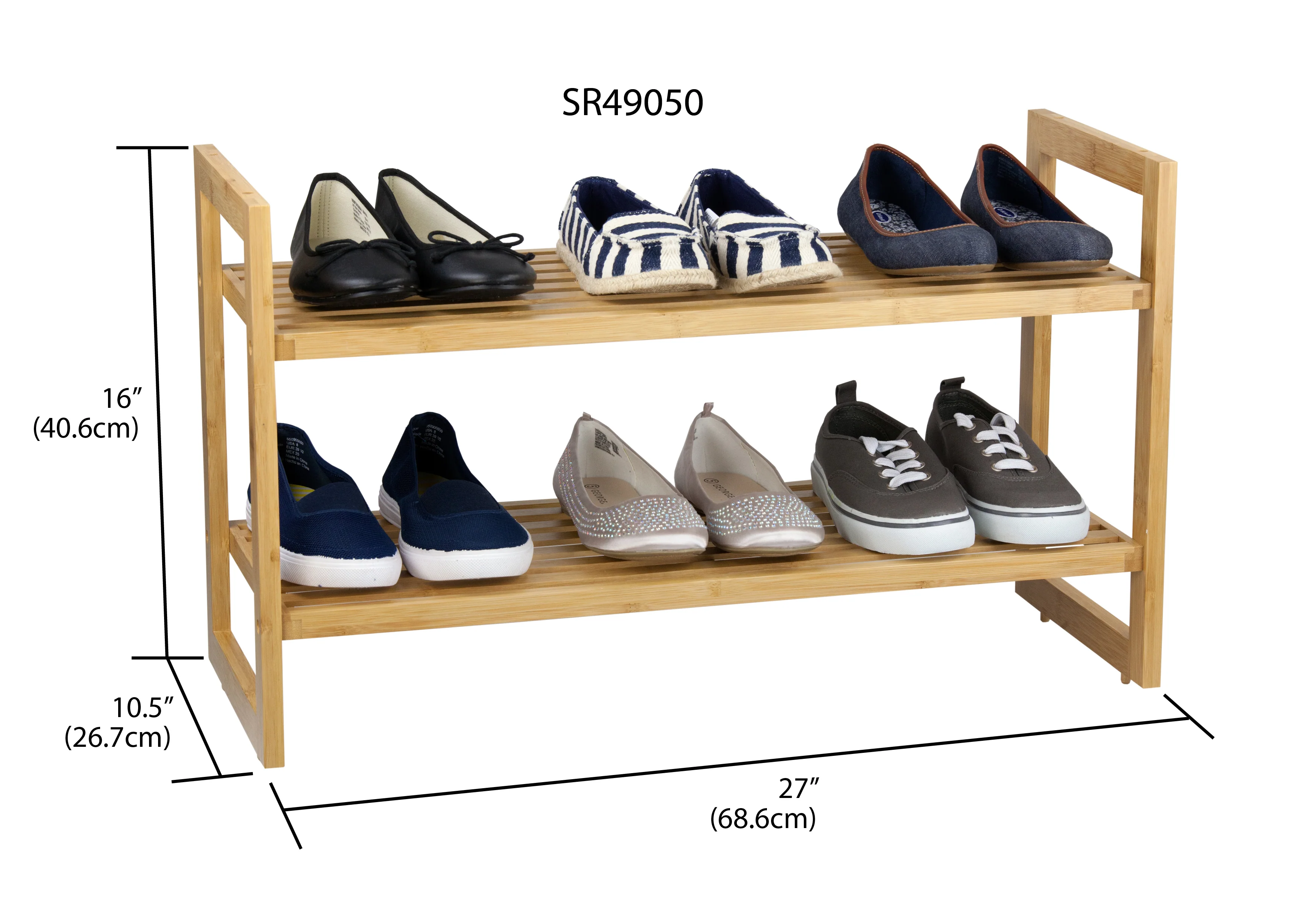 Home Basics Bamboo Shoe Rack, Natural, 27x10.5x16 Inches - Image 3