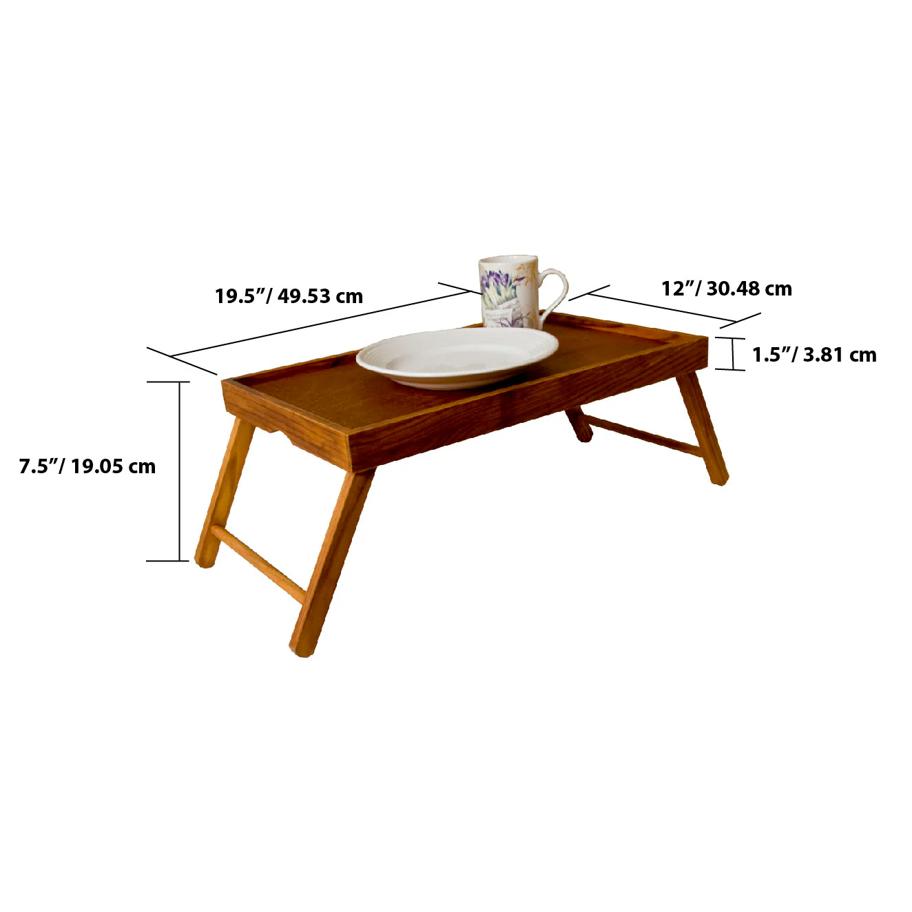 Home Basics Bed Tray With Folding Legs, Natural, 9x12x18.5 Inches - Image 4