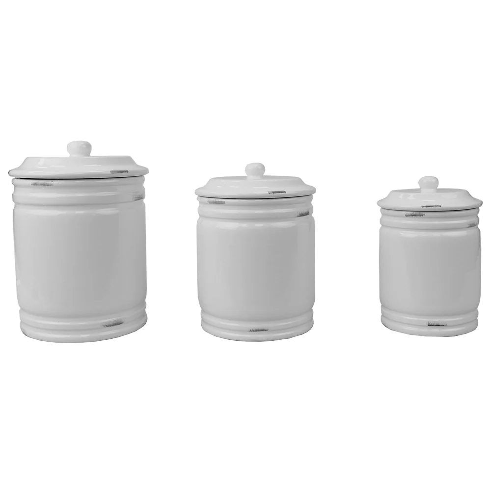 Home Basics Bella 3 Piece Ceramic Canisters, White - Image 2