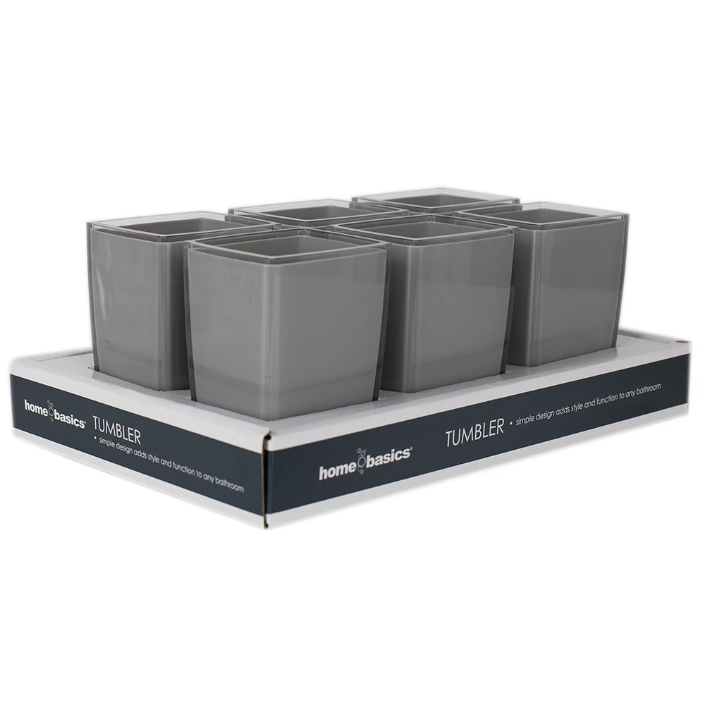 Home Basics Break-Resistant Plastic Tumbler, Grey - Image 2