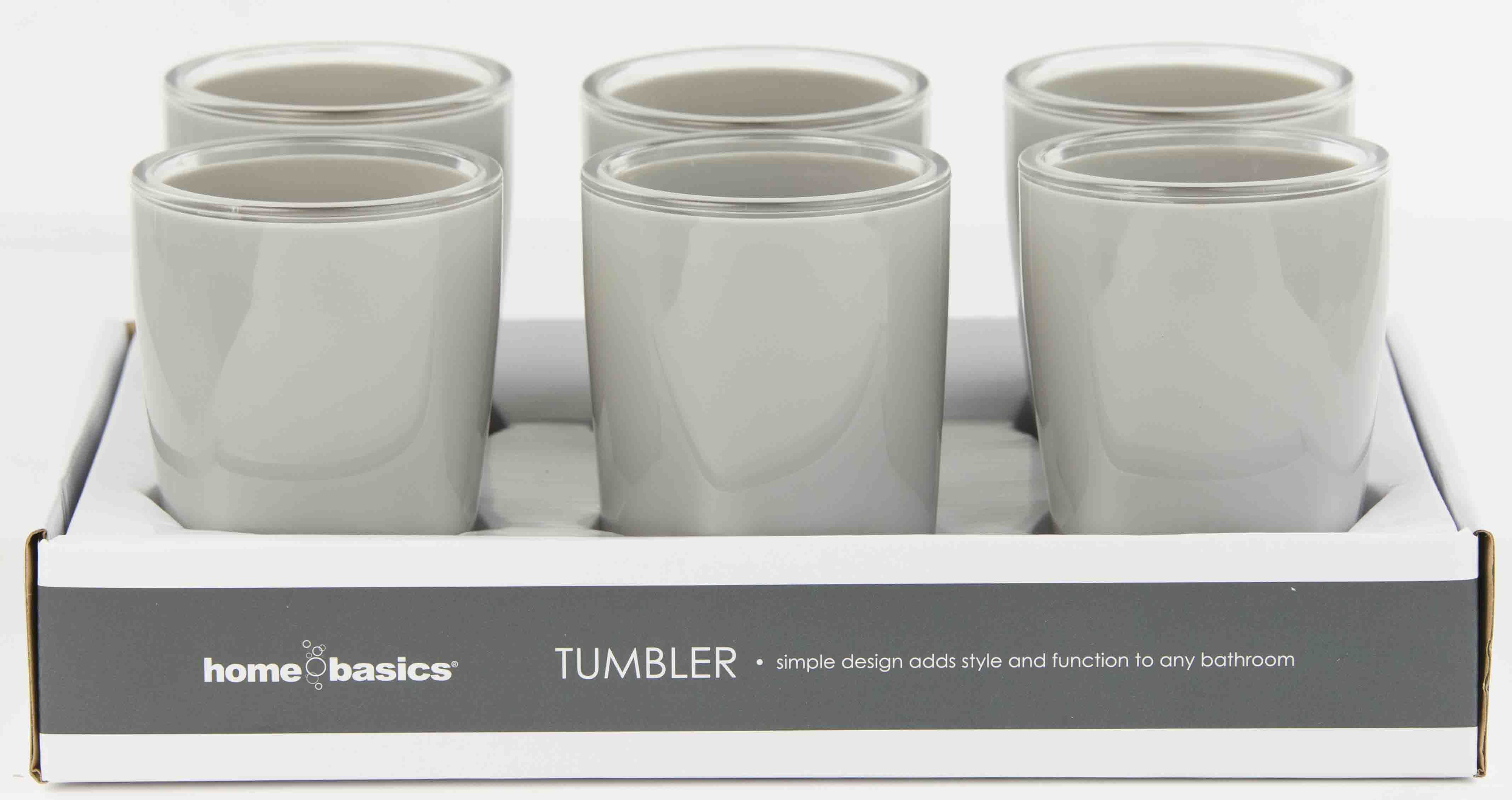 Home Basics Break-Resistant Plastic Tumbler, Grey - Image 3