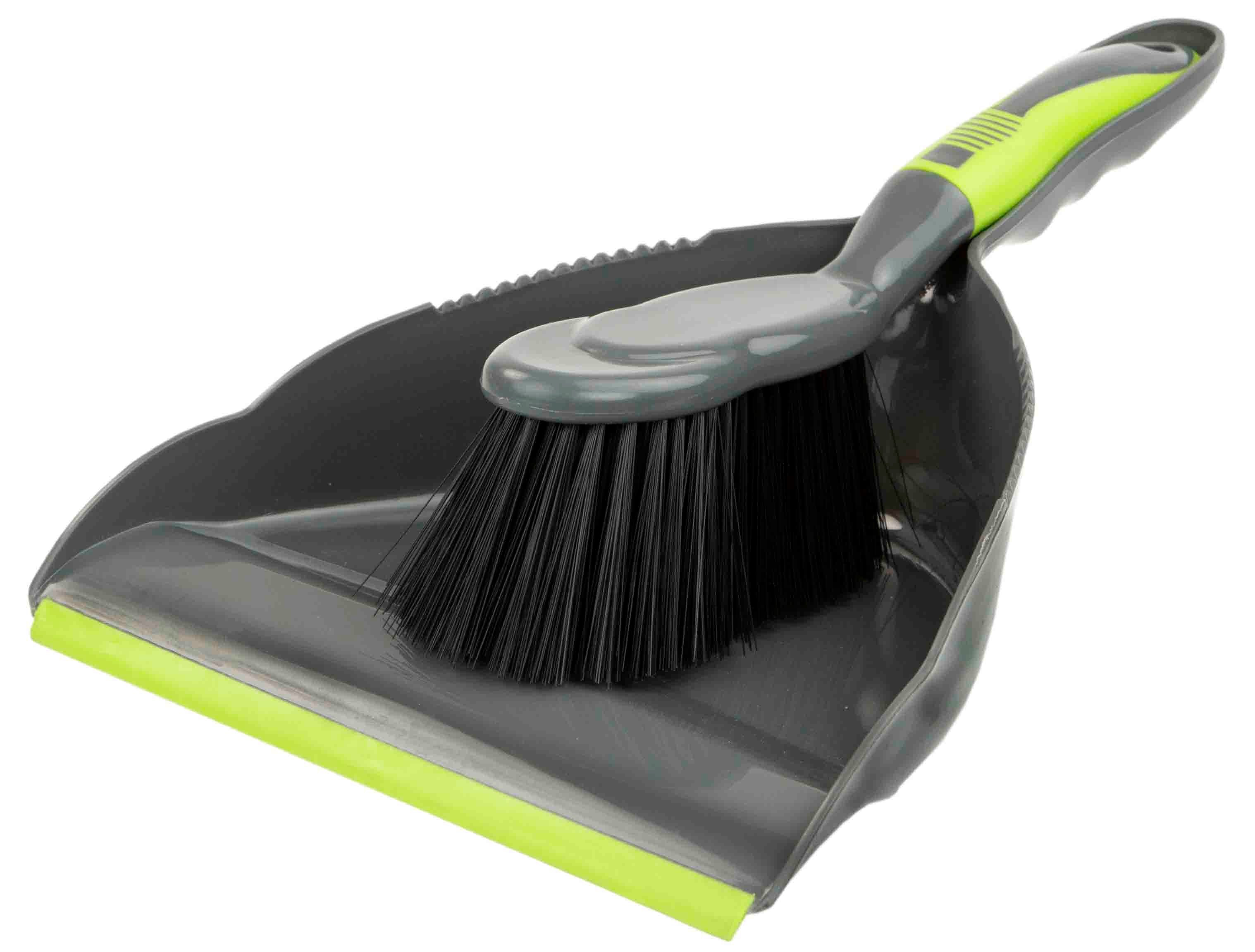 Home Basics Brilliant Dust Pan Set, Grey/Lime