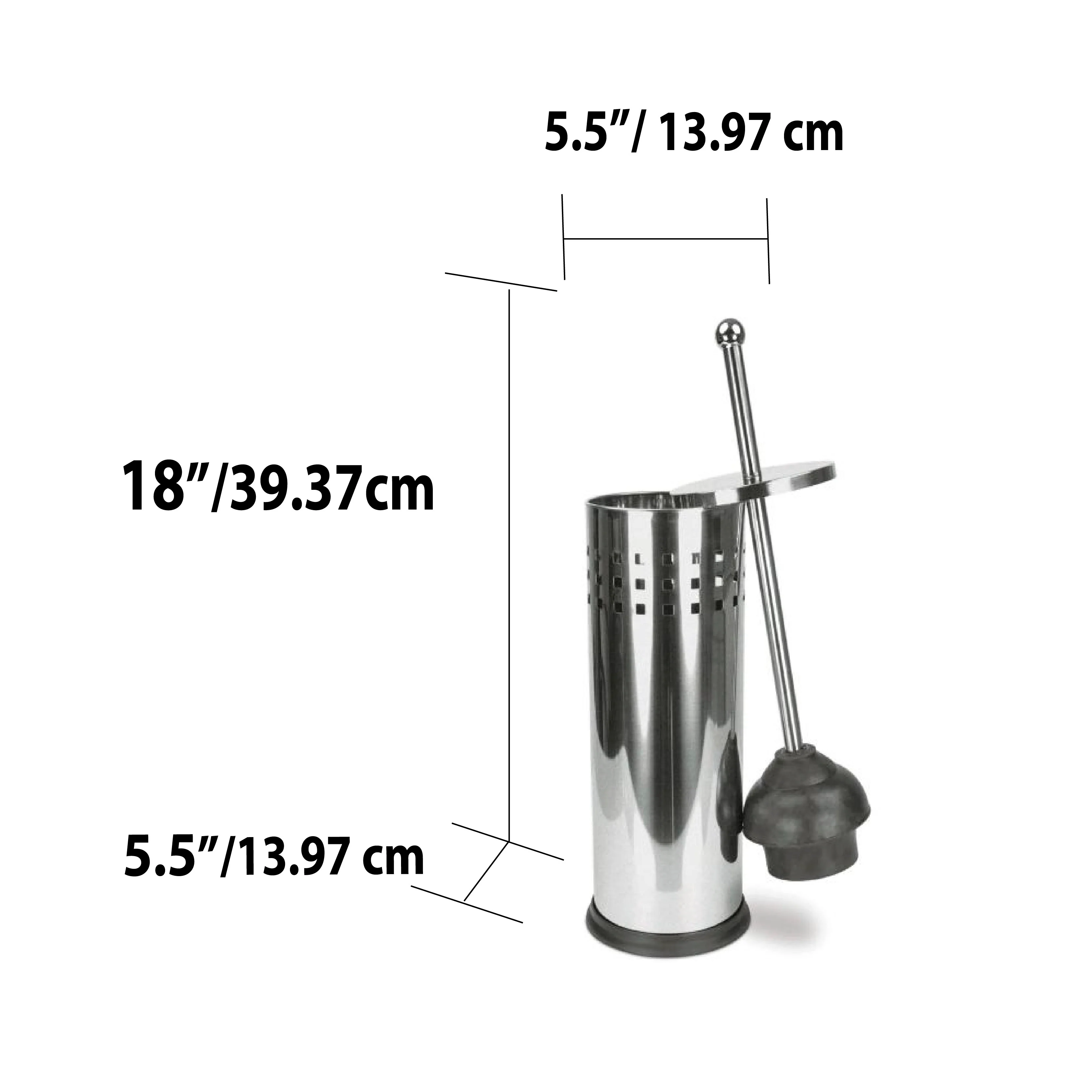 Home Basics Brushed Stainless Steel Toilet Plunger, Silver, 5.5x17.8 Inches - Image 3