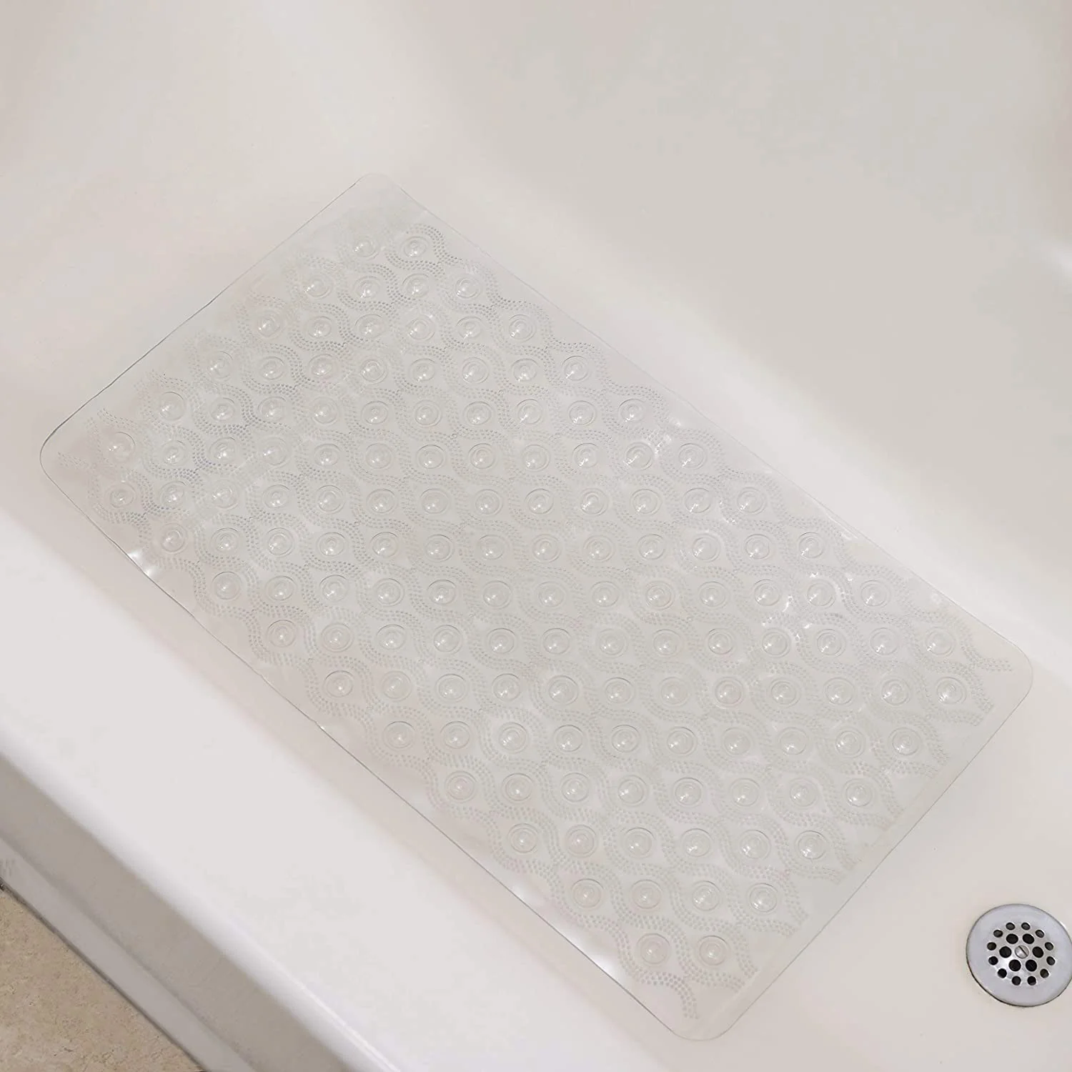 Home Basics Bubble Wave Bath Mat, Clear, 14x28 Inches - Image 3
