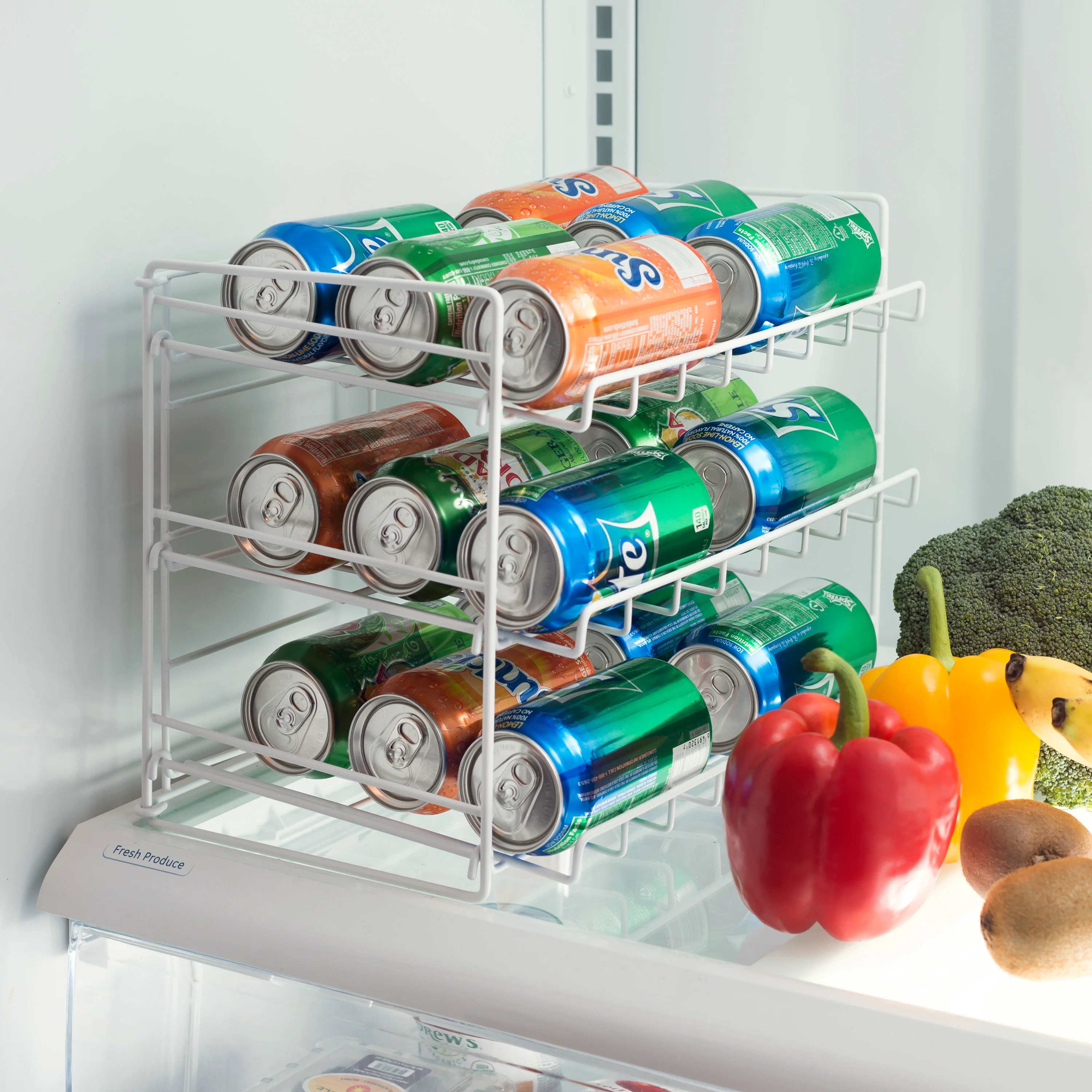 Home Basics Can Rack Organizer Food Soda Can Dispenser, White, 10.6x14x10.5 Inches - Image 2