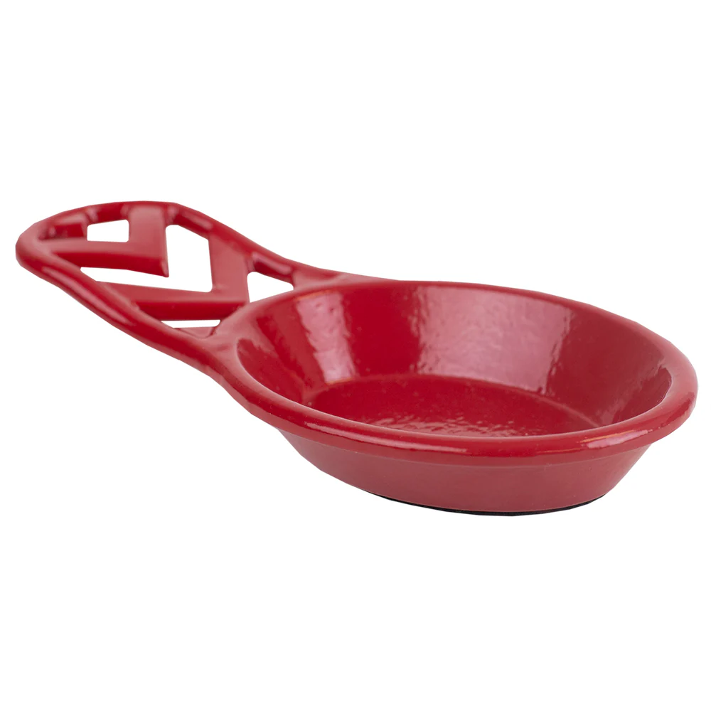 Home Basics Cast Iron Chevron Design Spoon Rest, Red, 7.5x3.5x1.3 Inches