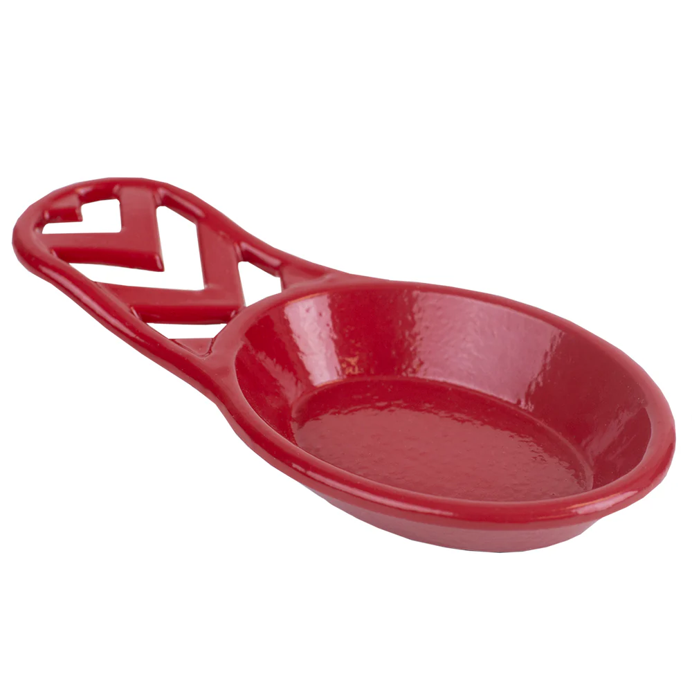 Home Basics Cast Iron Chevron Design Spoon Rest, Red, 7.5x3.5x1.3 Inches - Image 6