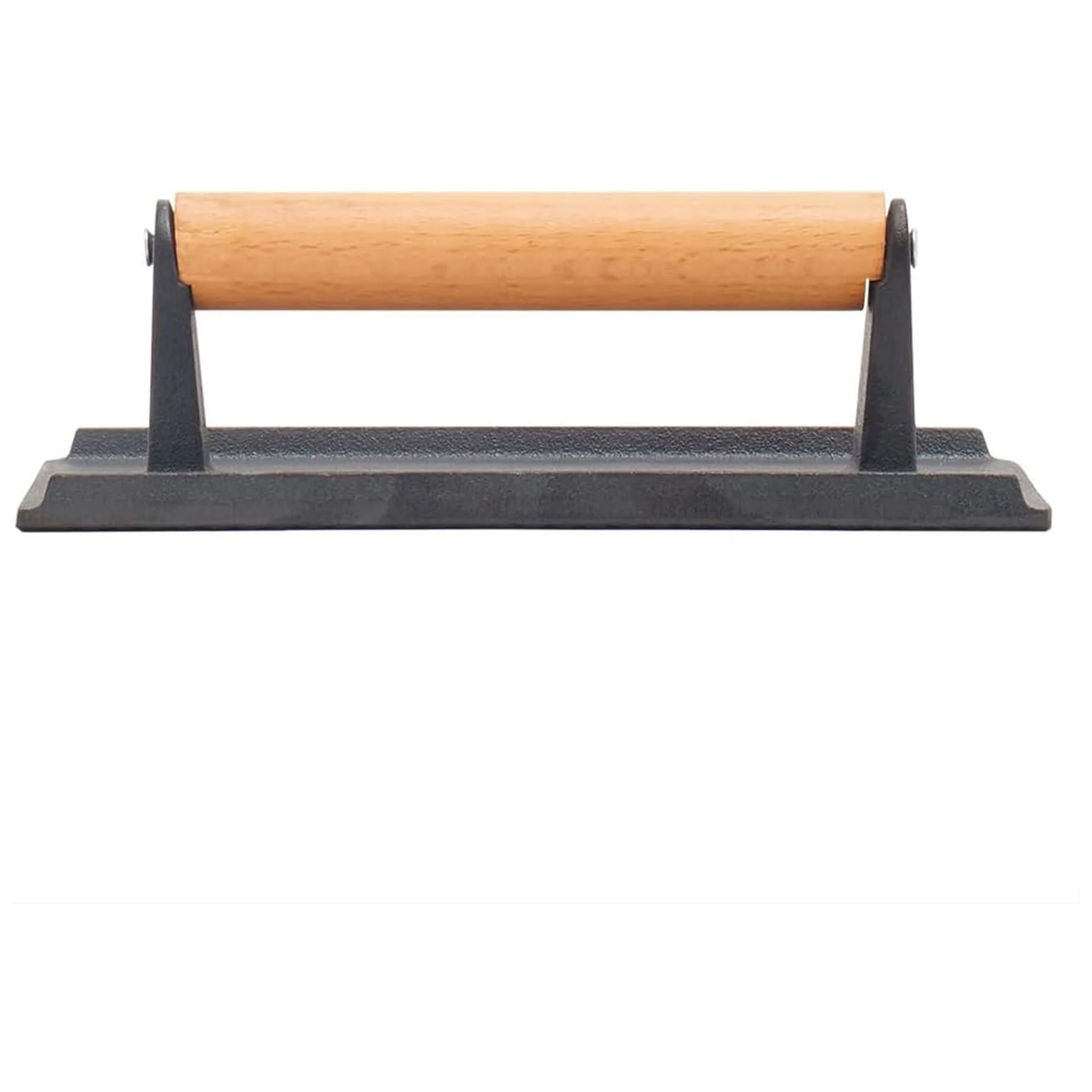 Home Basics Cast Iron Grill Press with Wood Handle, Bacon Press, Black - Image 2
