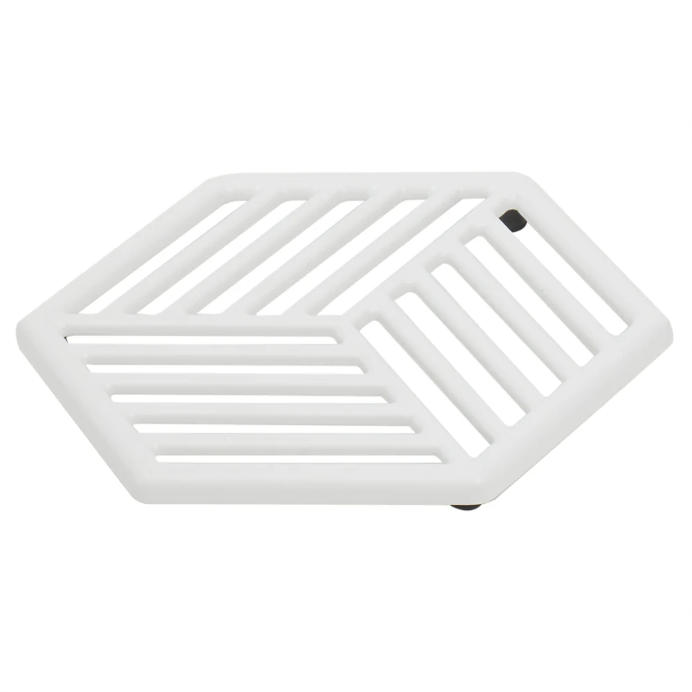 Home Basics Cast Iron Lines Design Trivet, White, 8x8x.5 Inches