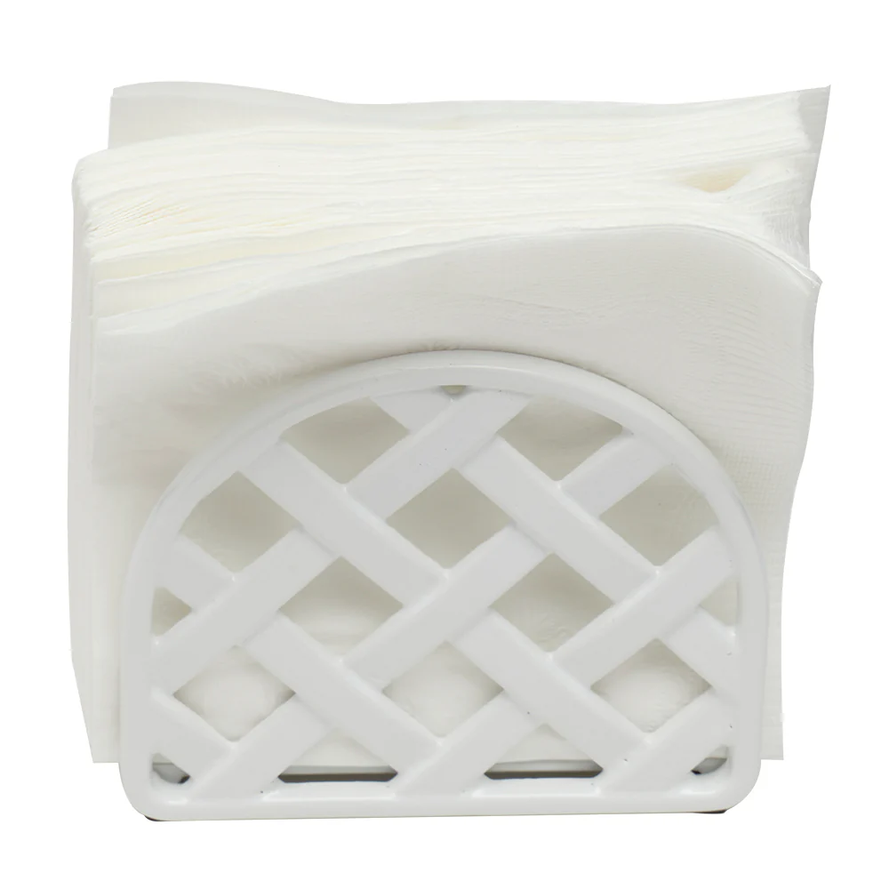 Home Basics Cast Iron Weave Design Napkin Holder, White, 5.5x2x4.75 Inches - Image 2