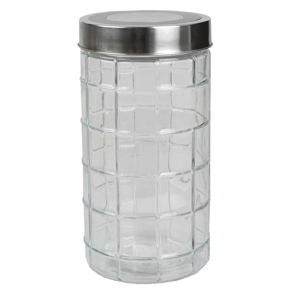 Home Basics Chex Collection 52 oz. Large  Glass Canister with Stainless Steel Lid - Image 2