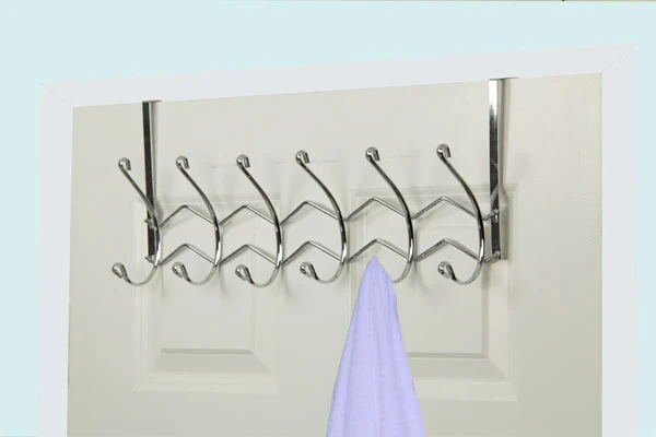 Home Basics Chrome Plated Steel 6 Hook Over the Door Hanging Rack