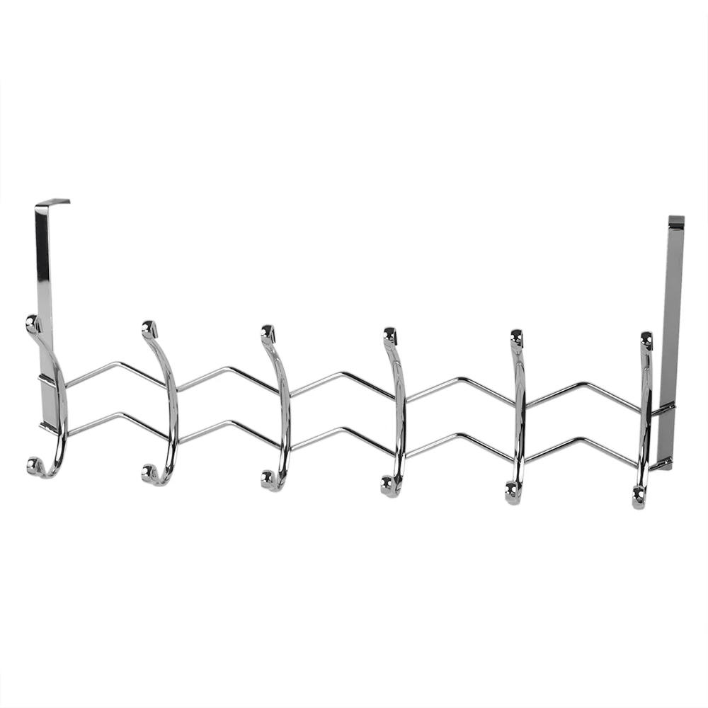 Home Basics Chrome Plated Steel 6 Hook Over the Door Hanging Rack - Image 2