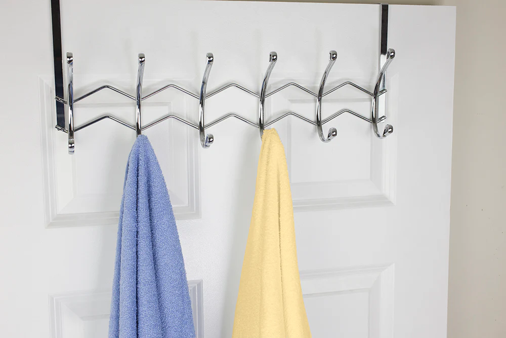 Home Basics Chrome Plated Steel 6 Hook Over the Door Hanging Rack - Image 4