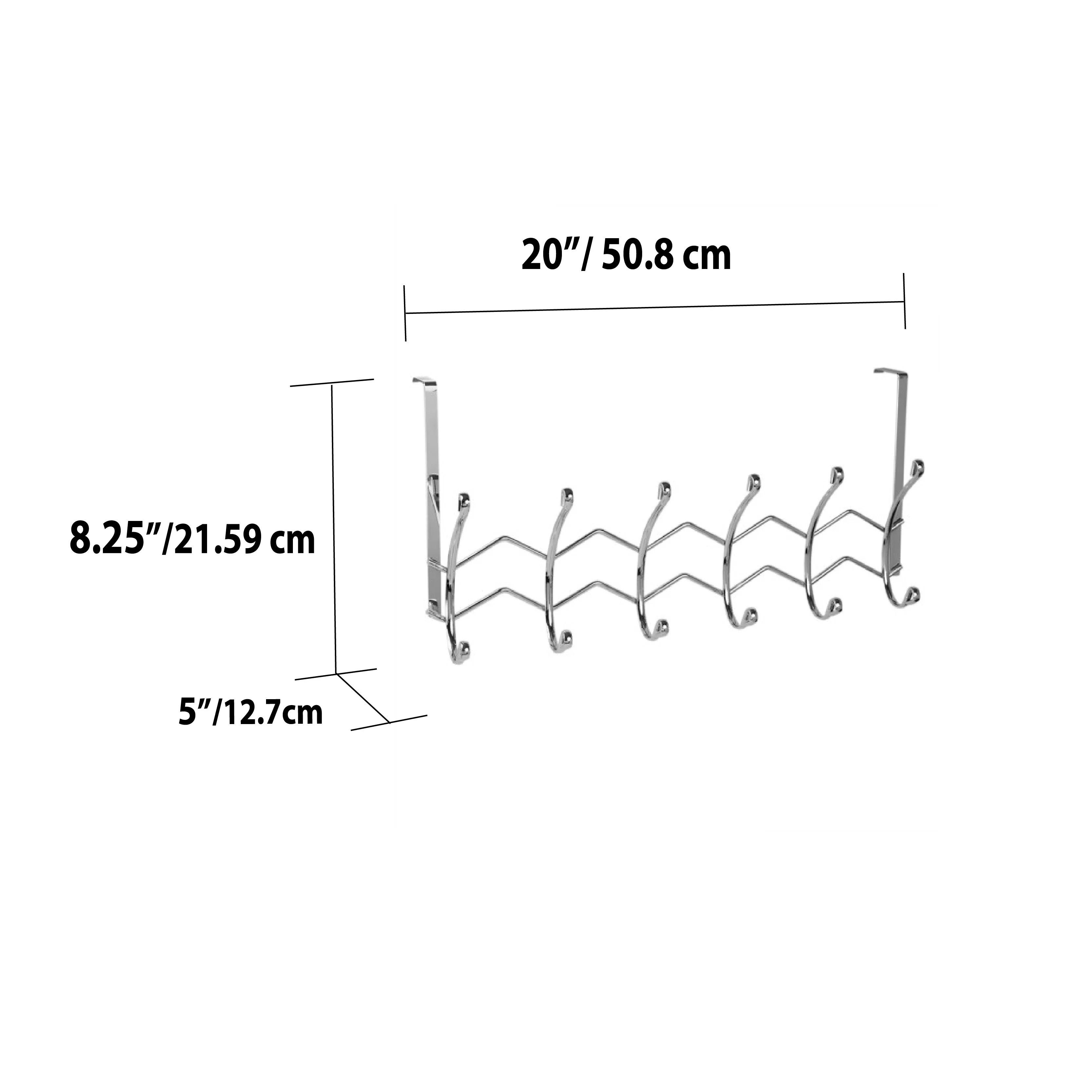 Home Basics Chrome Plated Steel 6 Hook Over the Door Hanging Rack - Image 6