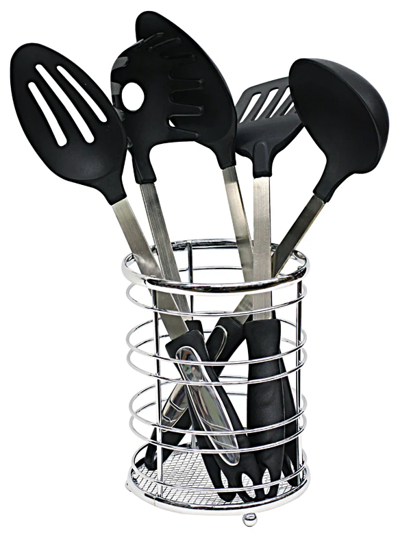 Home Basics Chrome Plated Steel Cutlery Holder