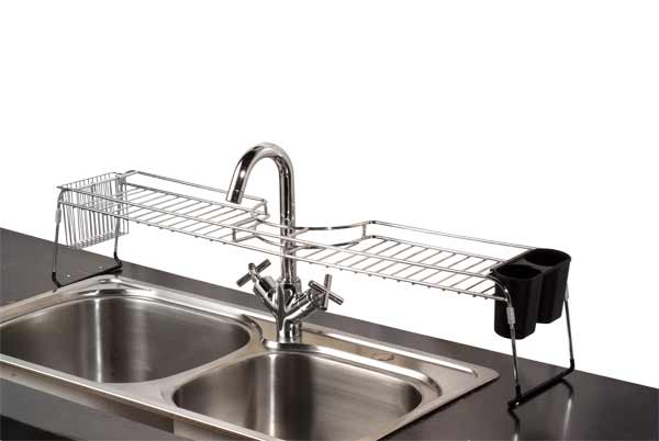 Home Basics Chrome Plated Steel  Faucet Spacer Over the Sink Shelf with Cutlery Holder